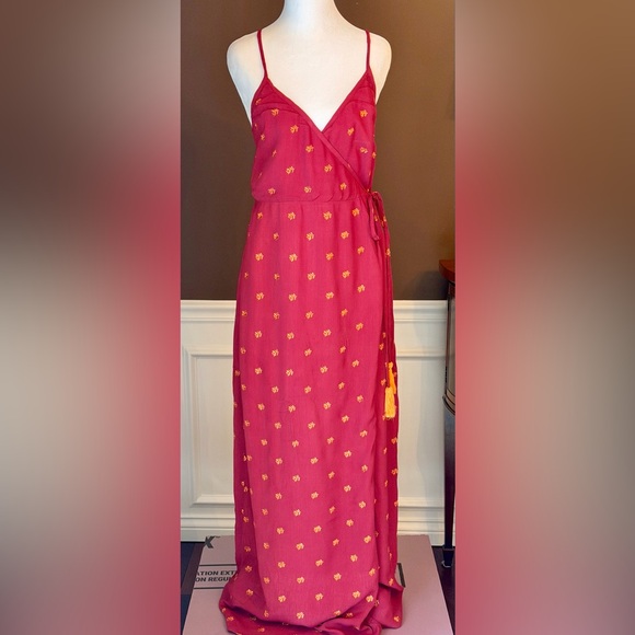 RAGA Dresses & Skirts - RAGA Autumn Love Maxi Wrap Dress Color Wine Size Small Sample Dress NWT